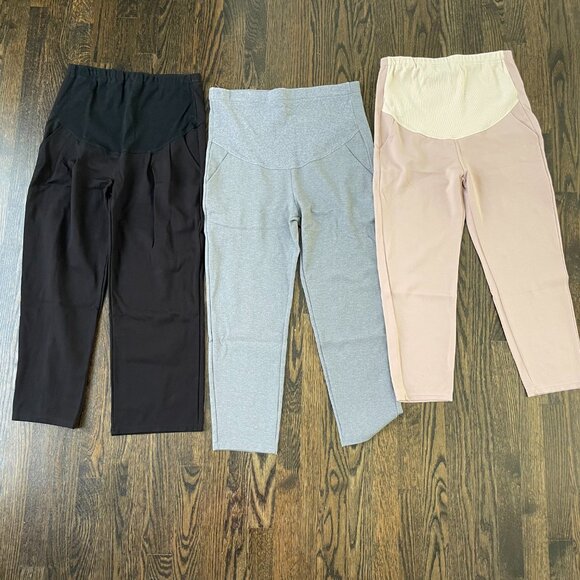 Black Maternity Trouser Pants - Over-the-belly with stretch - ankle length - Picture 13 of 14